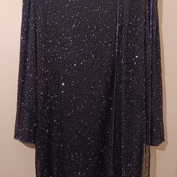 Stunning Vintage Judith Ann Beaded Sequined Formal Dress Attached Shoulder Scarf - Picture 7 of 7